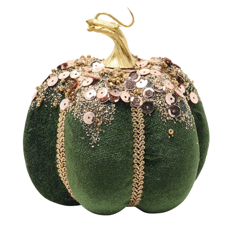 Green Velvet Pumpkin Decoration