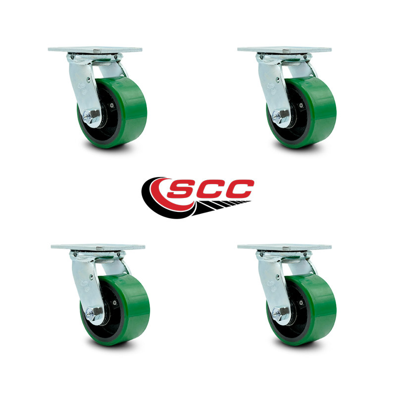Polyurethane on Cast Iron Caster, Green