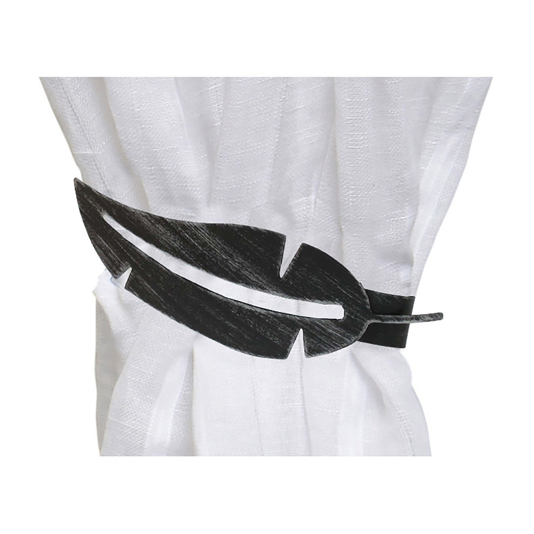 Plume 2 Magnetic Metal Feather Curtain Tiebacks (Set of 2) Evideco 