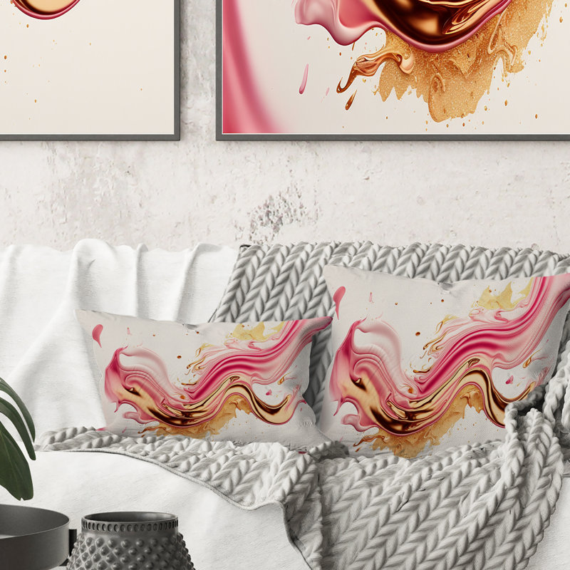 Coussin "Bold" rose et or Flow Art IV
