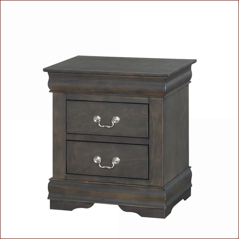 Ensemble de chambre à coucher 2 pièces lit-bateau traditionnel gris foncé Eastern King & amp; Table de chevet | Gris foncé | Lits-bateau