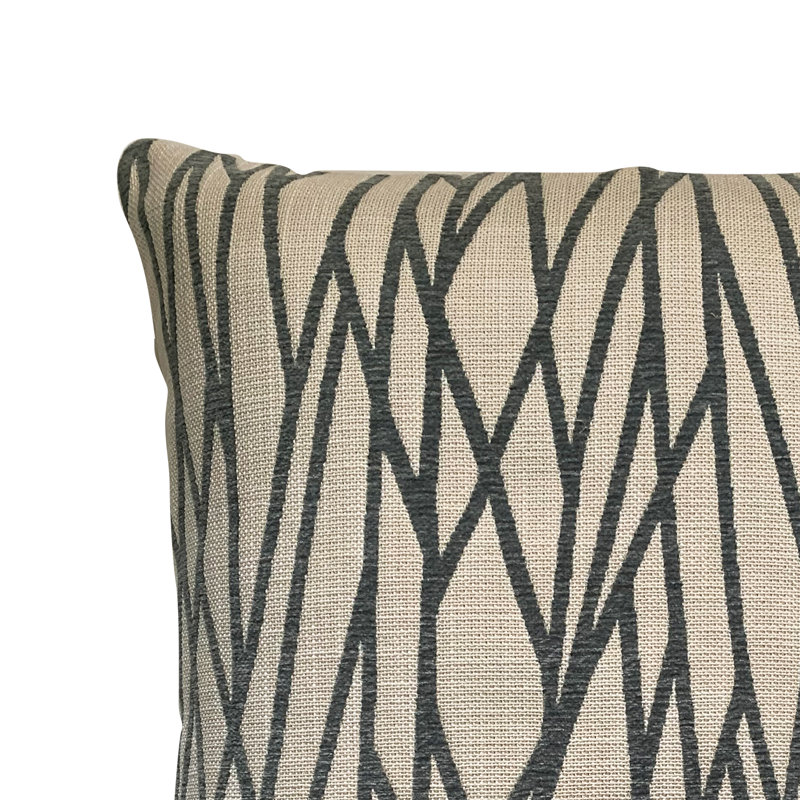  Housse de coussin carré et insert, Gris / Crème, H 18 po x l 18 po x P 4 po