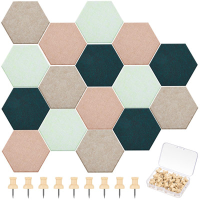 16 pièces de panneau de liège hexagonal pour murs avec 50 punaises en bois de 6,7 po x 5,9 po en tuiles de bricolage