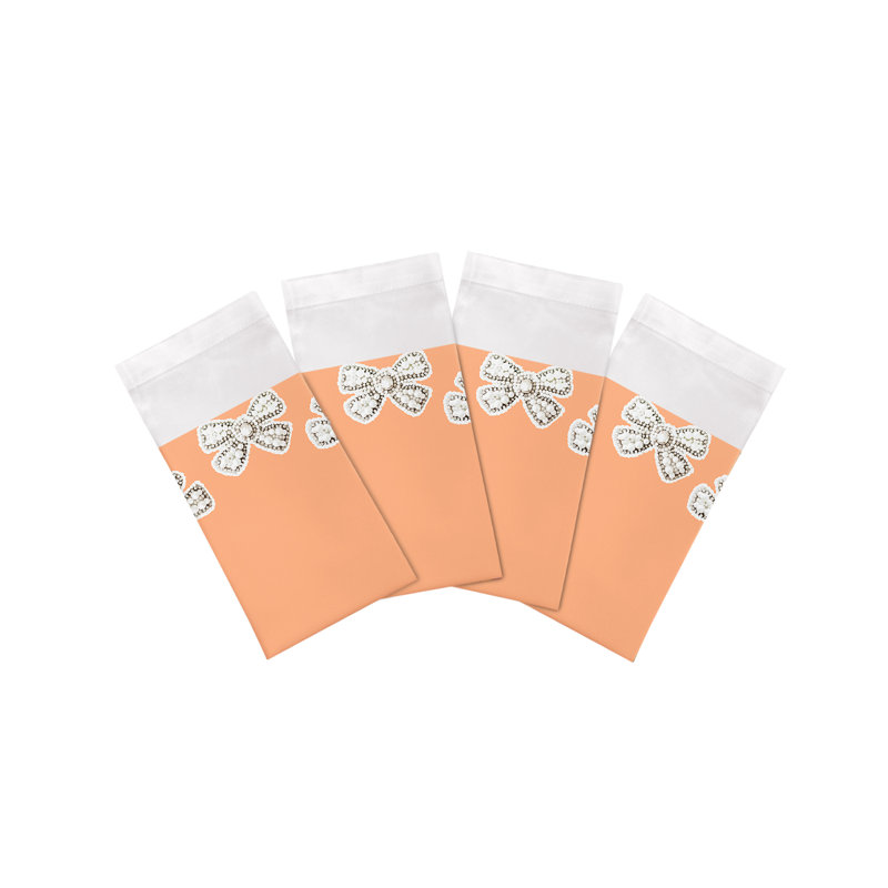 Pearl Bow Cotton Sateen Dinner Napkins, Peach