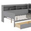 Lit de jour en bois avec tablettes de rangement, lit multifonctionnel avec deux tiroirs de rangement et bureau d'étude-686098623