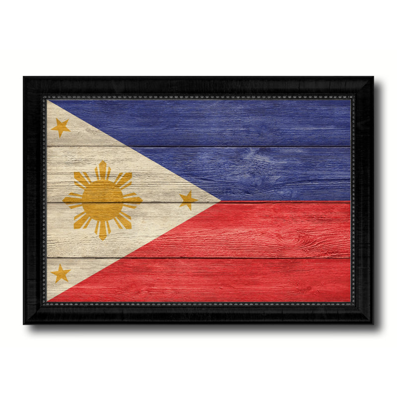 « philippines country flag », peinture sur toile encadrée, H 19 po x l 27 po x P 1 po, Encadrement noir