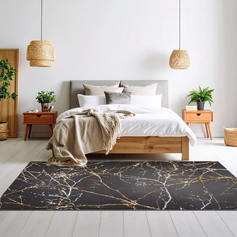 Tapis moderne moderne à motif abstrait, Rectangle 3 pi 11 po x 6 pi