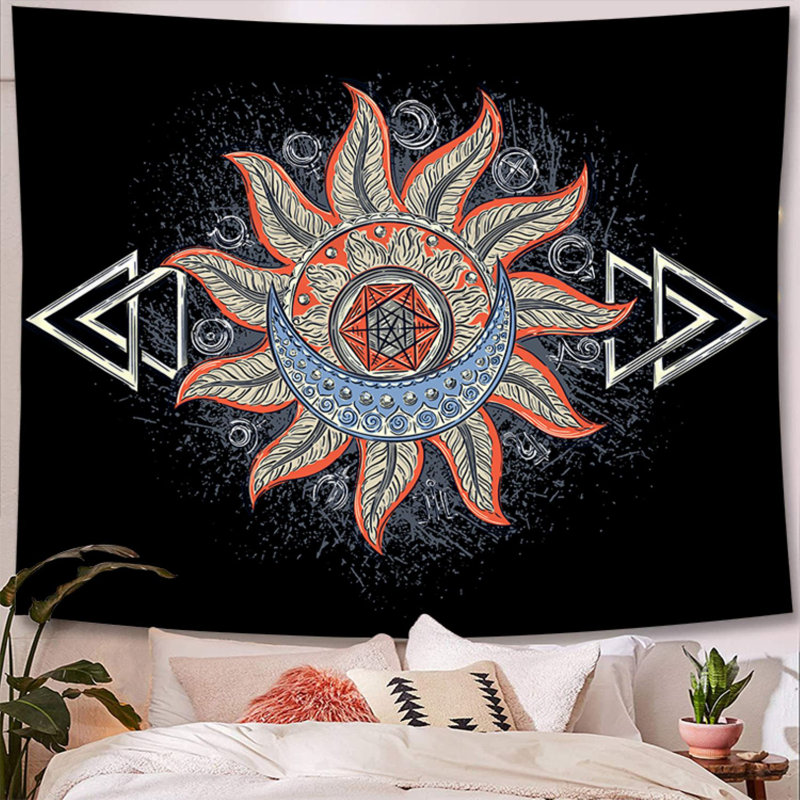 Tapisserie psychédélique en polyester avec accessoires de suspension inclus