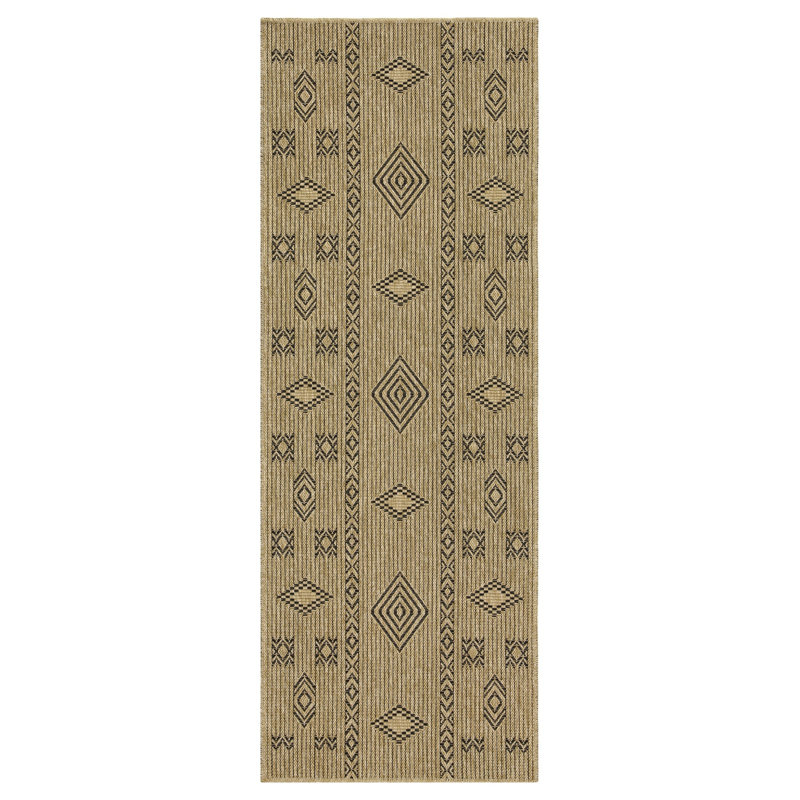 Esquibel WF_NTL1001 Jute/Black 2'7" x 7'3" Indoor/Outdoor Area Rug, 2'7"x7'3"