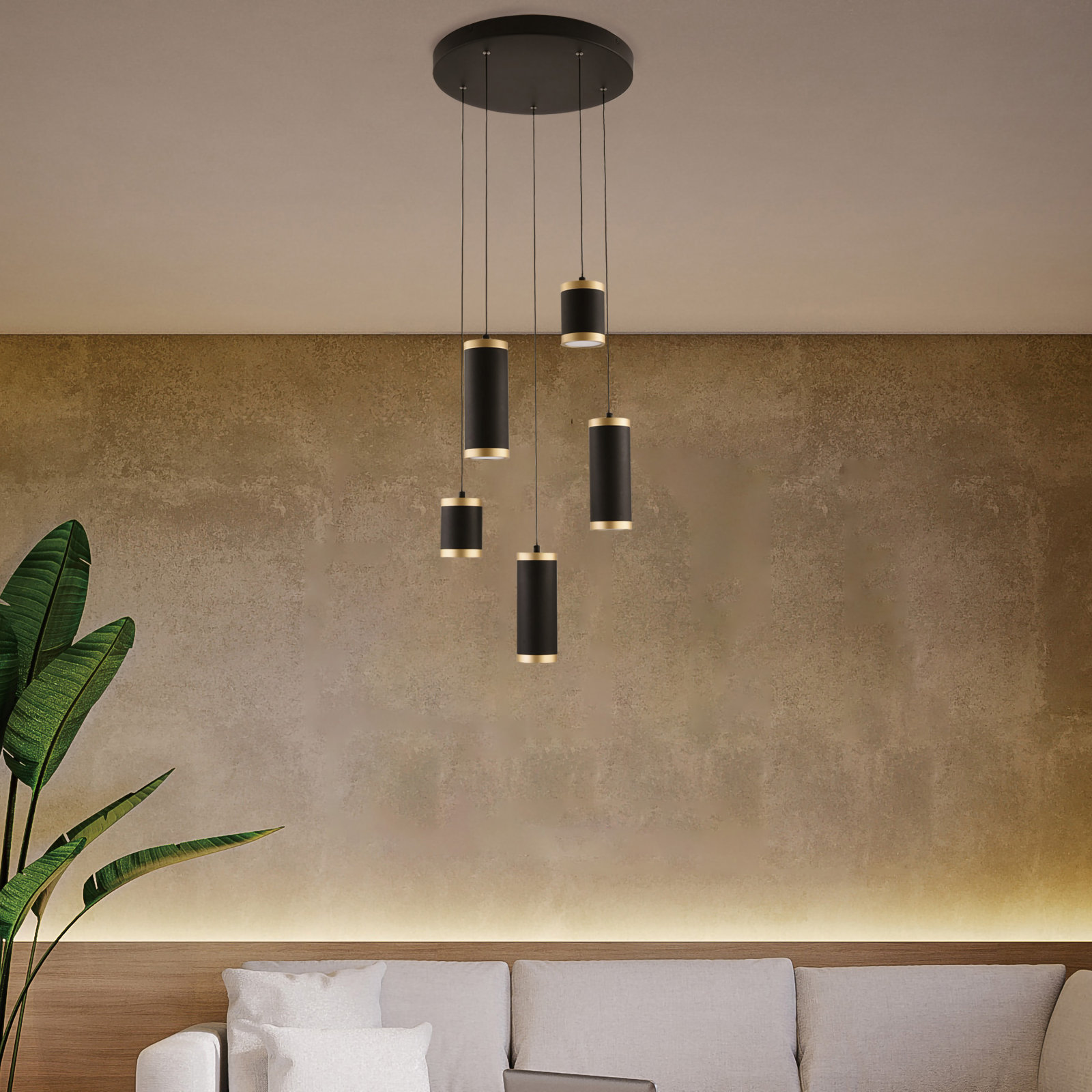 Lynnasia 5 Light Steel Dimmable LED Pendant