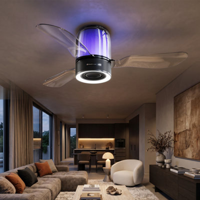 Ventilateur de plafond AirFi One 48 po avec haut-parleur Hi-Fi intelligent, éclairage DEL, télécommande, application et commande vocale ; système audio co-conçu avec Jamo.