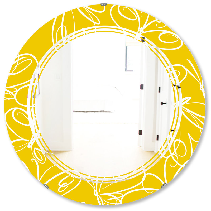 Miroir mural moderne sans cadre, H 31,5 po x l 31,5 po, Triple C papillons dessinés à la main