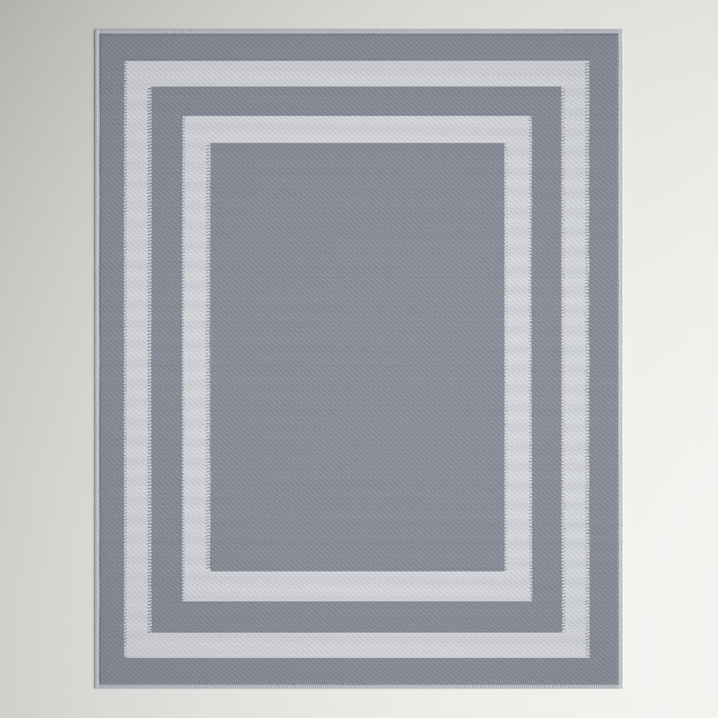 Tapis gris / blanc intérieur / extérieur, Rectangle 8 pi x 10 pi