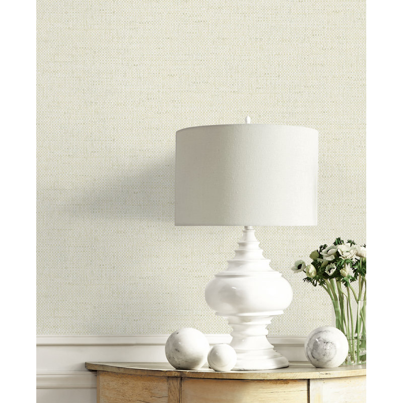 Abstract Vinyl Metallic Wallpaper Double Roll, Cream Weave