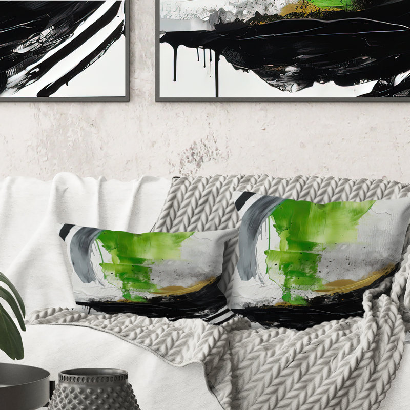 Coussin décoratif vert et noir «I»