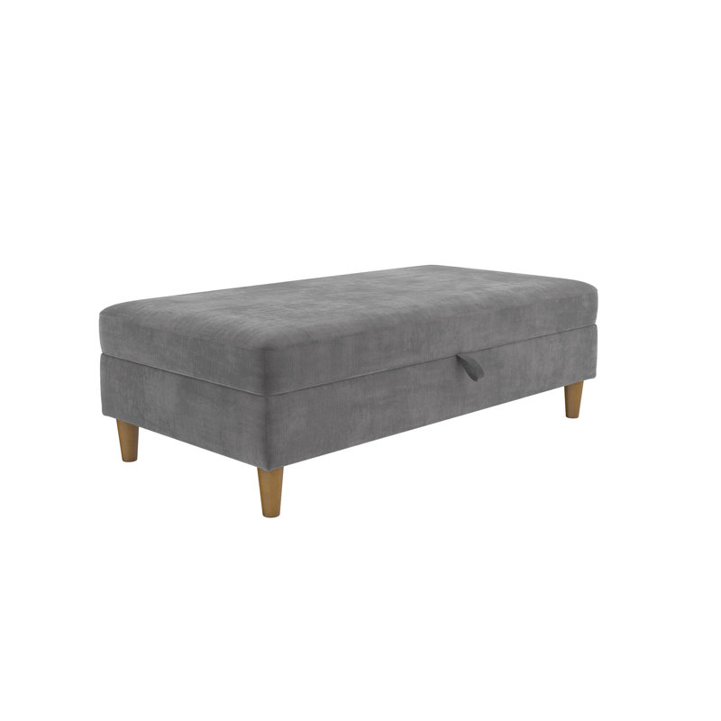 Williston 129.54cm Wide Rectangle Solid Colour Ottoman with Storage, Grey