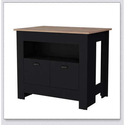 Élégant îlot de cuisine à 2 portes avec beaucoup de rangement et trois tablettes, parfait pour organiser et rehausser n'importe quelle cuisine