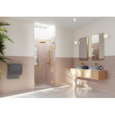 Stellar 39.75 in. x 78 in. Fully Frameless 3 Panel Inline Hinge Shower Door