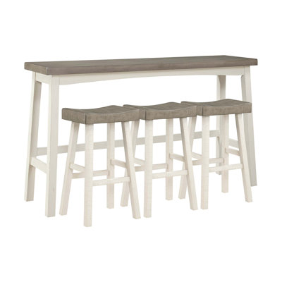 Ensemble bistro 4 pièces, tabourets de table et de bar et meubles en bois d'hévéa massif transitionnel