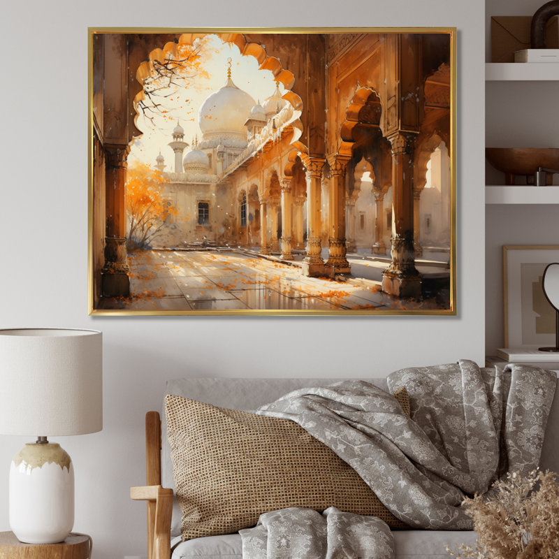 Islam Art The Path II - Islamic Wall Decor, H 30 po x l 40 po x P 1,5 po, Cadre flottant doré