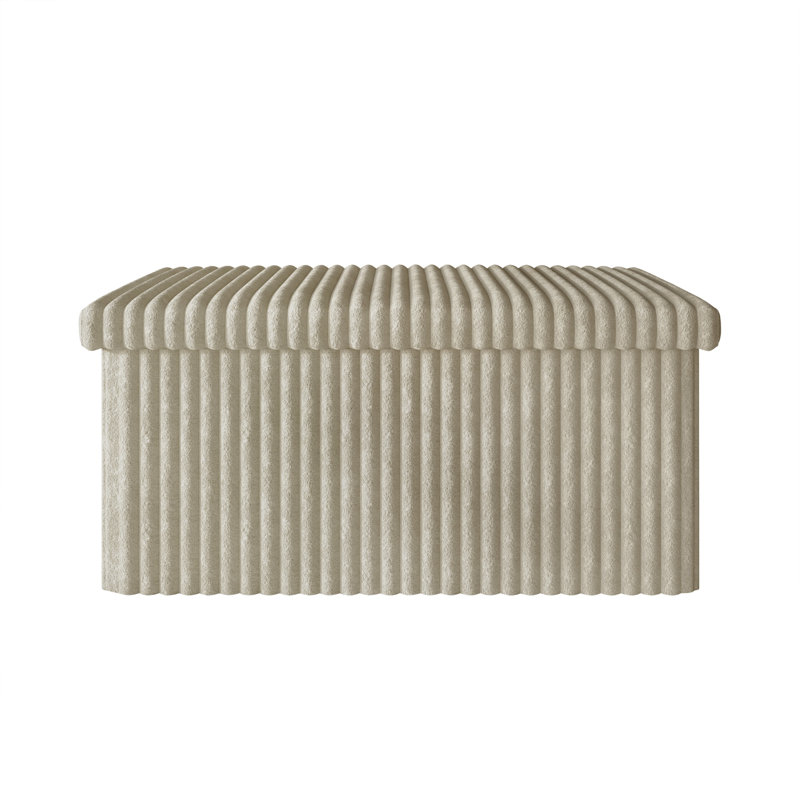 Northallert 30" Upholstered Folding Storage Bench (Set of 2), Beige