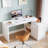 White L-Shaped Computer Desk With 3 Drawers, 55'' Modern Corner Home Office Executive Desk With Led Light