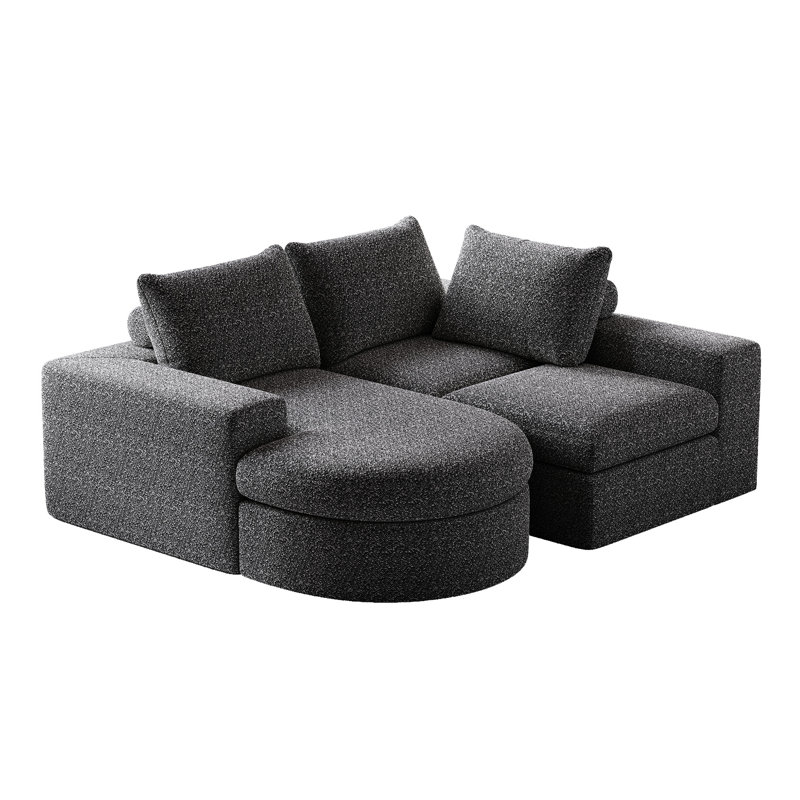 Chenille, 99 po, nuage courbé, modulaire, méridienne, 3 places, moderne, sans os, en forme de L, canapé, double coussin, éponge à haute résilience, rembourrage de la nuque rembourrée, densité de rebond lente