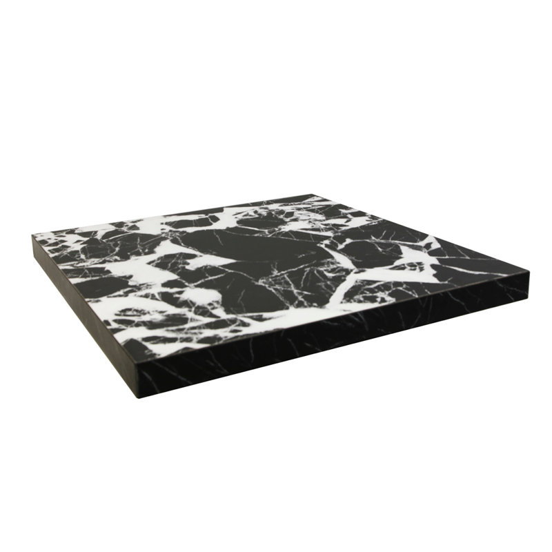 Plateau de table d'intérieur en mélamine de 2 pouces d'épaisseur avec veines de marbre blanc audacieux