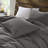 Lyon Charcoal Oversized Cozy 100% Cotton Waffle Washed 3-Piece King/Cal King Duvet Set-114381492-114489671
