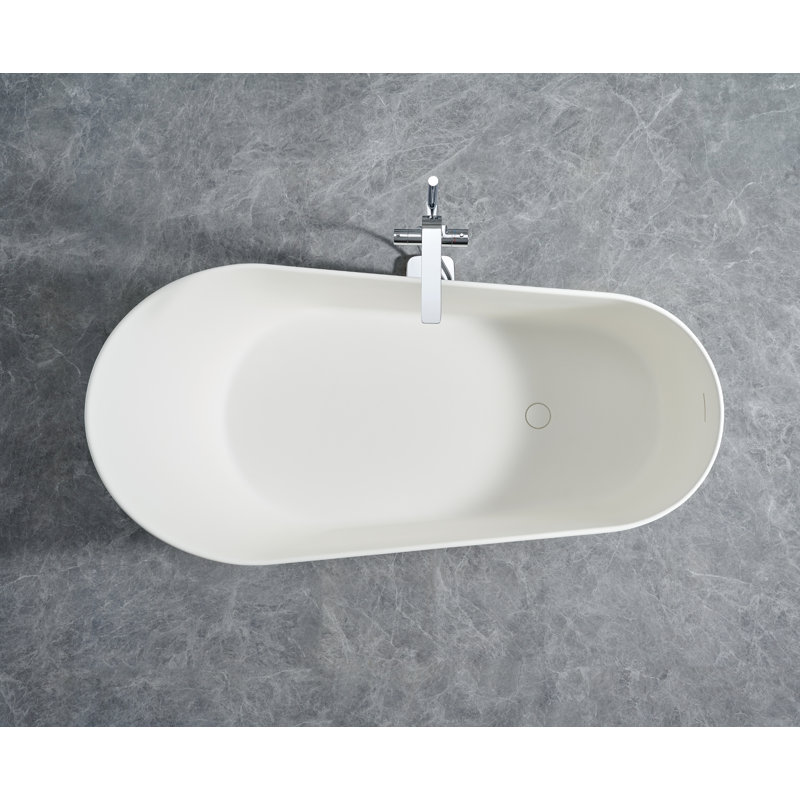 Baignoire autoportante WHITMORE 67 po en surface solide blanche