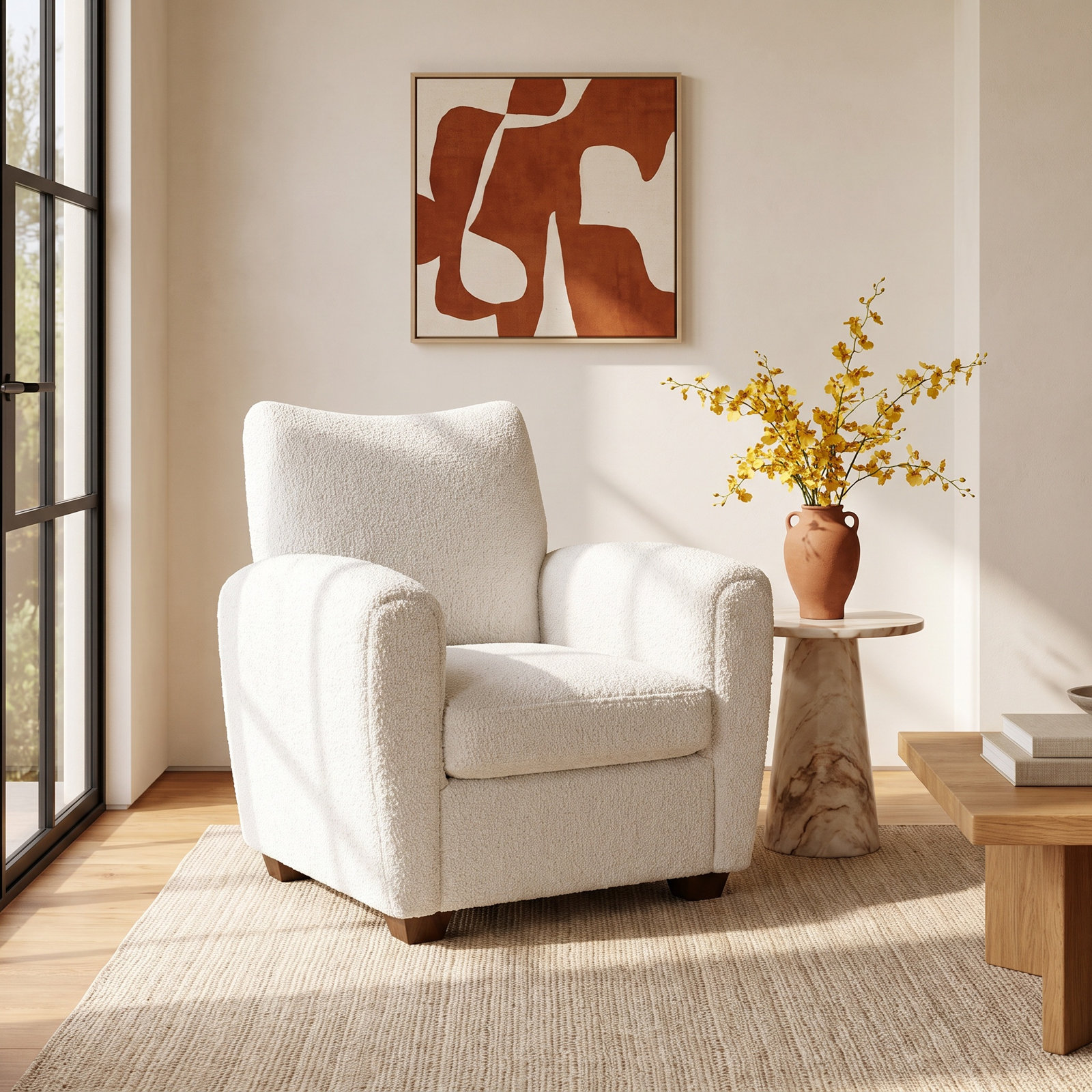 Gloriette Wingback Armchair, White Polyester