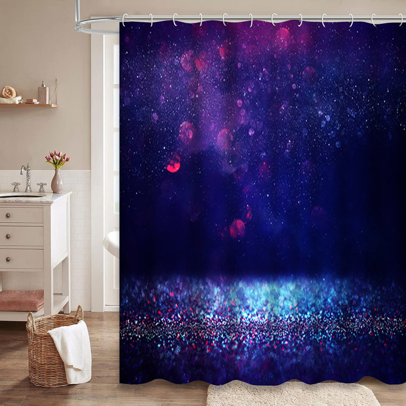 Dark Blue Vintage Purple Lights Abstract Shower Curtain with 12 Hooks, L 72 po x l 78 po