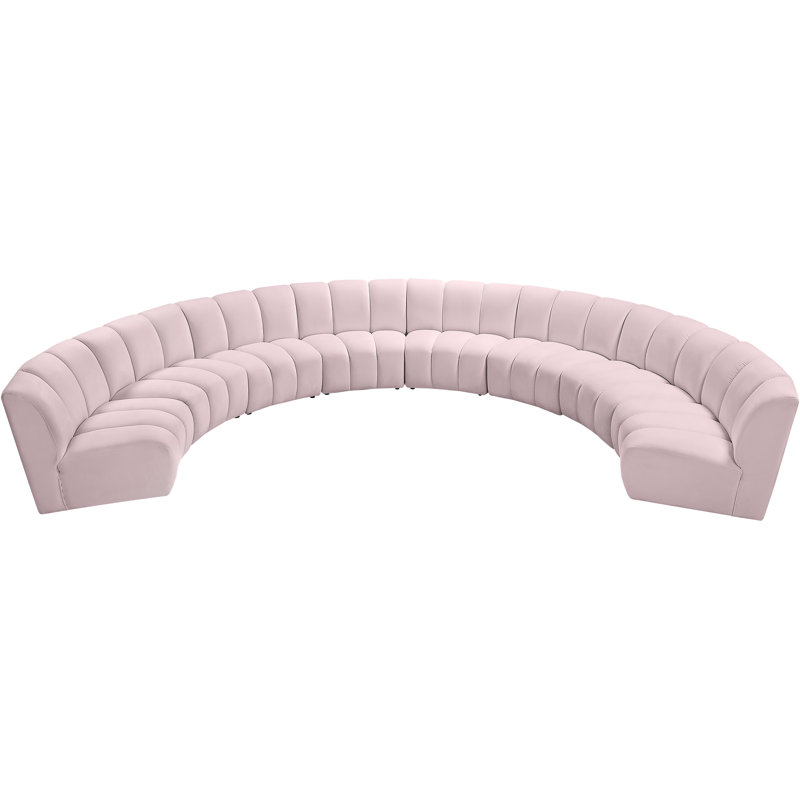 Canapé modulaire en velours Infinity, Velours rose, 8 pièces