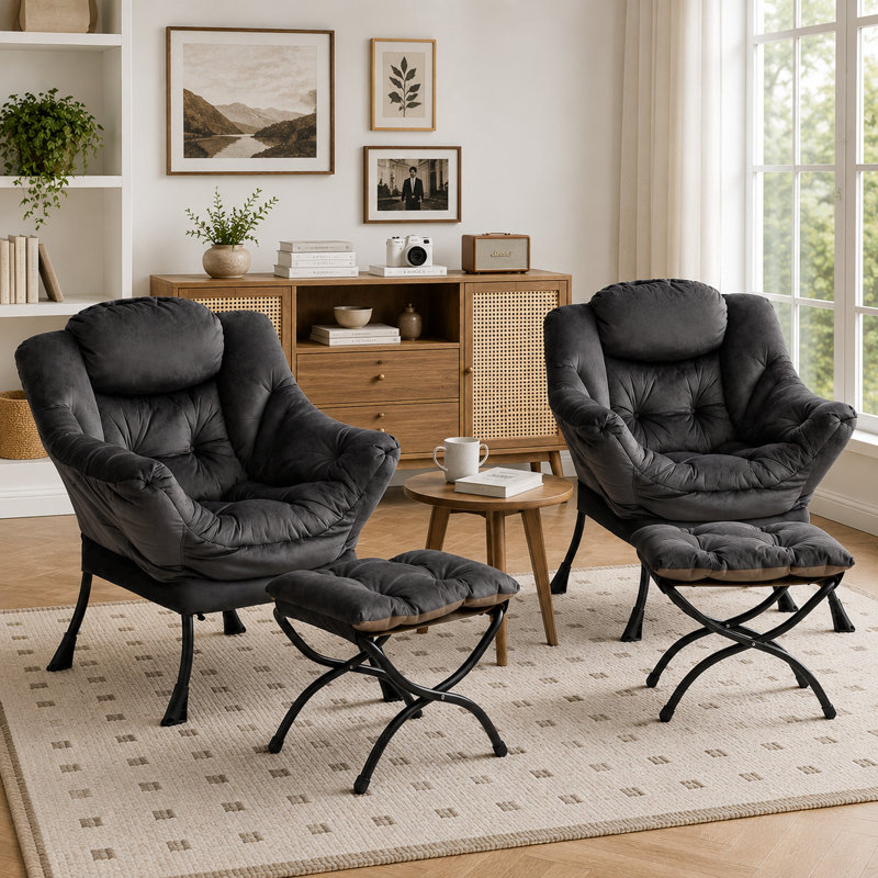 Velvet Accent Chair, Dark Grey