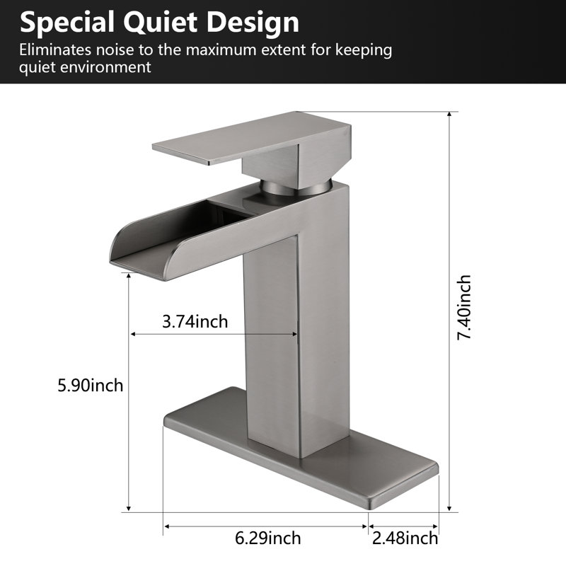 Single-Hole Single-handle Bathroom Faucet with Drain Assembly, Brushed Nickel