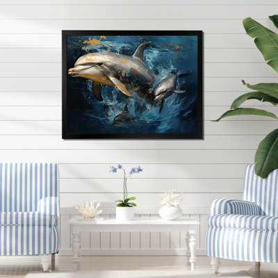Blue Dancing Dolphines IV - Dolphin Canvas Prints