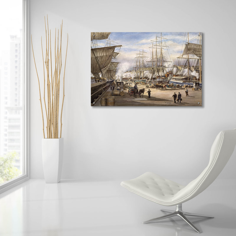 «The Green St. Wharf» par Stanton Manolakas, H 24 po x l 36 po x P 0,2 po