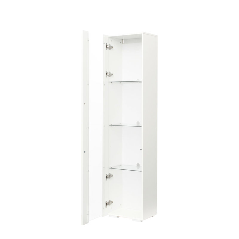 Armoire latérale avec lampe à bande en aluminium de couleur blanche, panneau de particules de 15 mm, l 40 x 29 x H 170 cm, pratique avec revêtement et lampe, unité de rangement attrayante