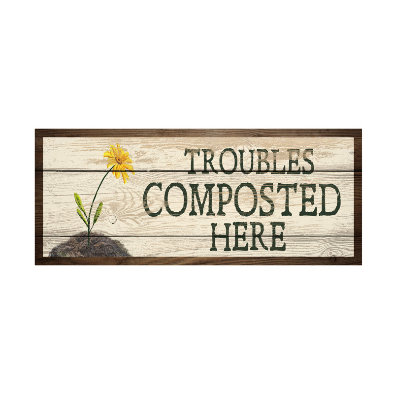 Art mural sur toile tendue - "Trouble composté ici" par Gail Fraser pour décoration de salon, de chambre à coucher ou de bureau - 20 x 47