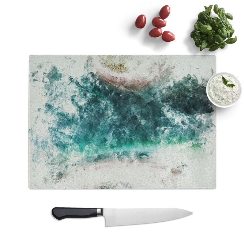 Canoe Boat in Waiwera New Zealand Watercolour Chopping Board, 0.4cm H x 28.5cm W x 39cm L