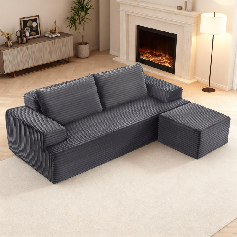 Canapé modulaire de 83,5 po de largeur avec canapé-lit modulaire Comfy, Velours gris velours