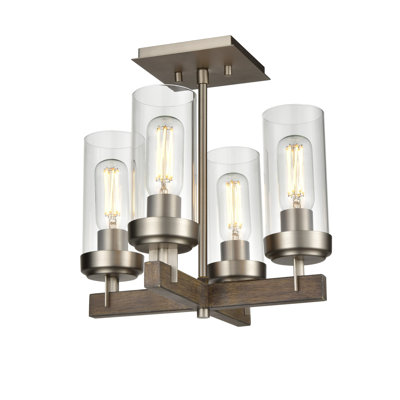 Plafonnier semi-encastré 4 lumières à cylindre de grappe 4 lumières Apalachin