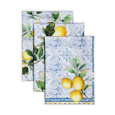 Ensemble de 3 torchons de cuisine Maison d'Hermine Citrus 100 % coton - 51 x 70 cm