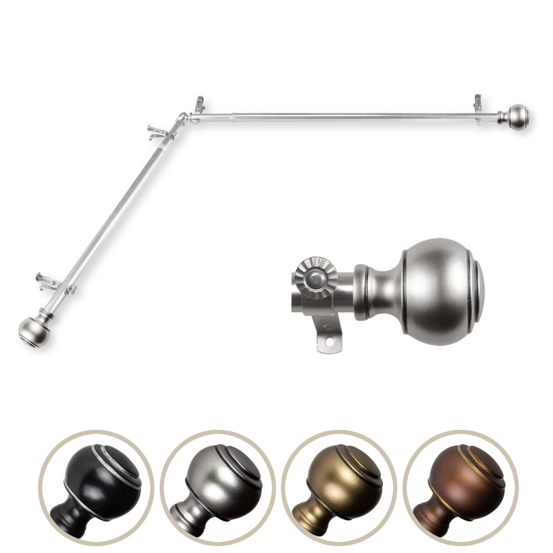 Tringle à rideaux simple réglable, Nickel satiné, 120" - 170"