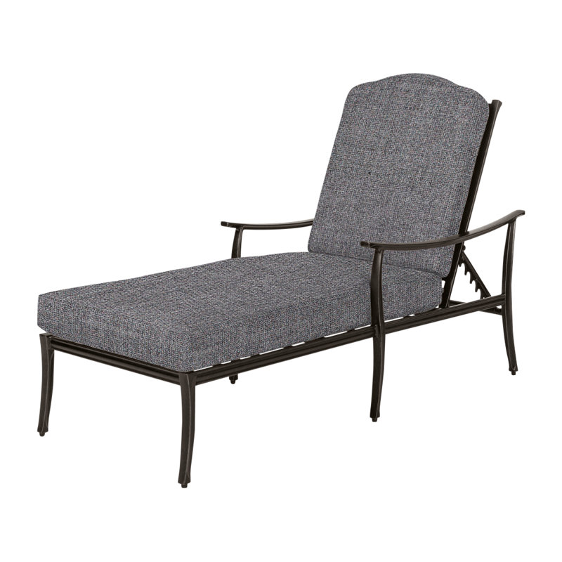 Edge Outdoor Chaise Lounge, Cast Slate Sunbrella® Plainweave, Midnight Gold