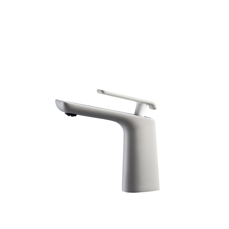 Aqua Single-Hole Single-handle Bathroom Faucet, Matte White/Chrome