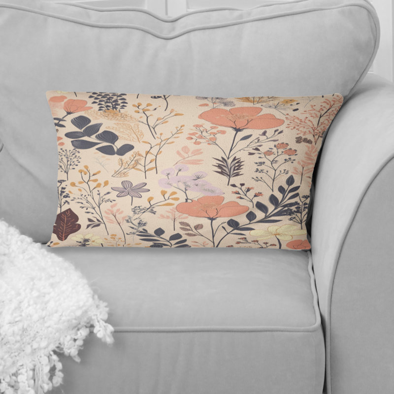 Coussin décoratif rétro avec fleurs rétro rétro pastel II - Abstract Botanicals