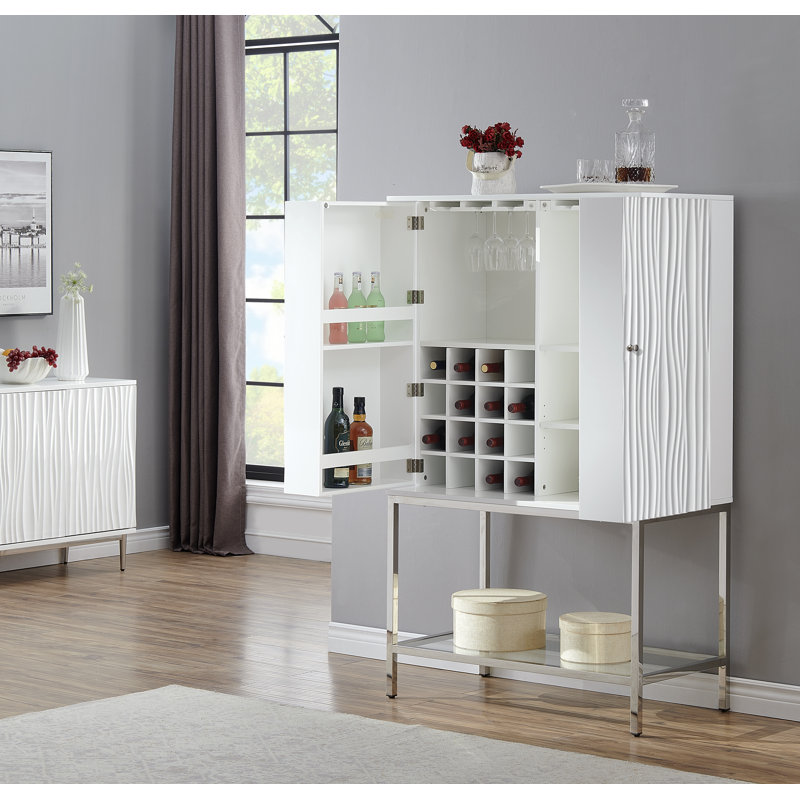 Brewington 36 " L Bar Cabinet, Glossy White