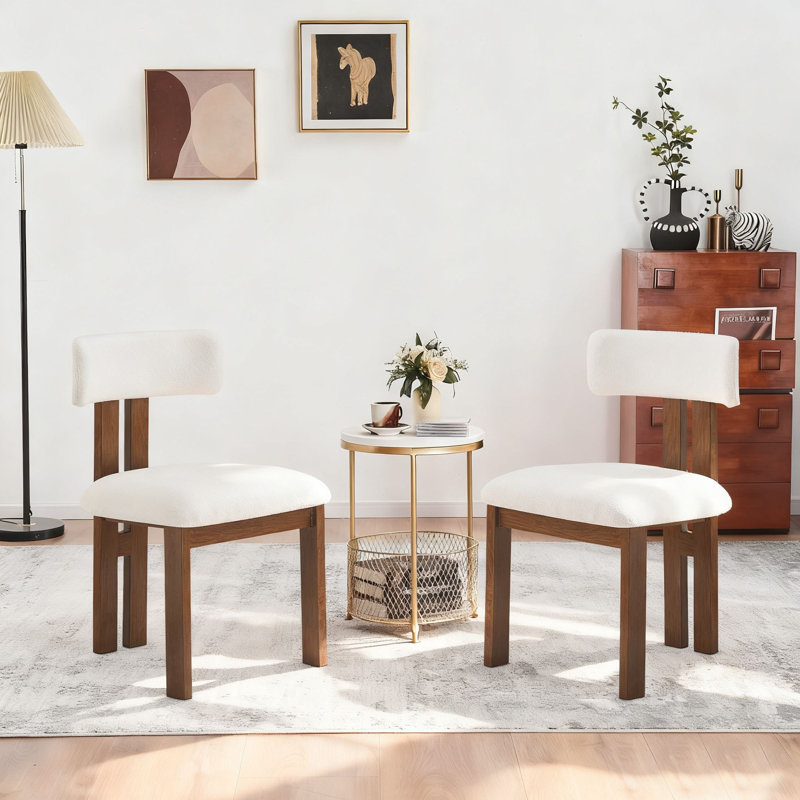 Ensemble de 2 chaises d'appoint rembourrées de style moderne avec chaises en bois massif et pieds en métal, Blanc