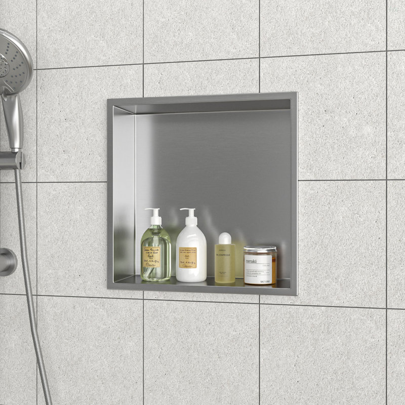 12" X 12" Stainless Steel Shower Niche, Brushed Nickel, 4" H x 12.06" W x 11.91" D, Brushed Nickel